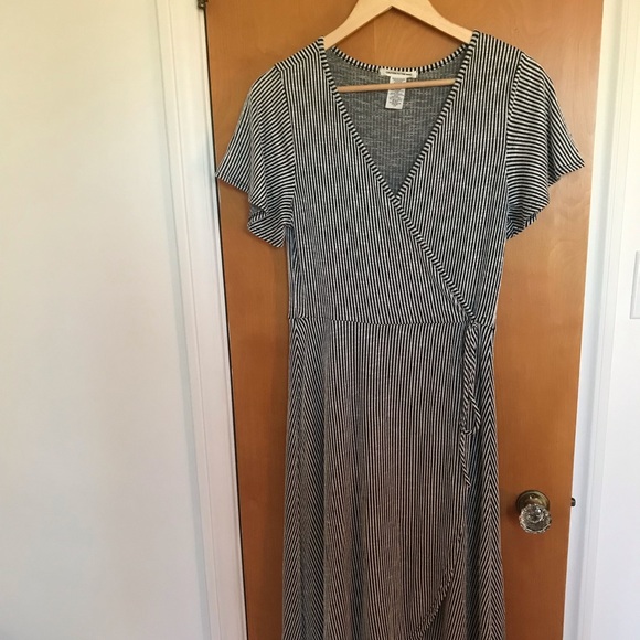 Striped Tulip-Skirt Wrap Dress (Caution To The Wind) - Picture 1 of 5